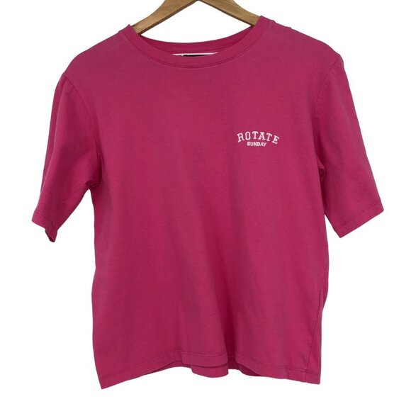 Rotate Birger Christensen Aster Sunday T-Shirt  in Carmine Rose pink Size XS - Picture 2 of 16